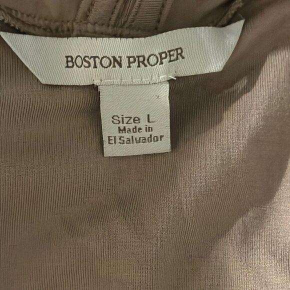 Boston Proper Beige V-Neck Ruched top - Picture 2 of 6